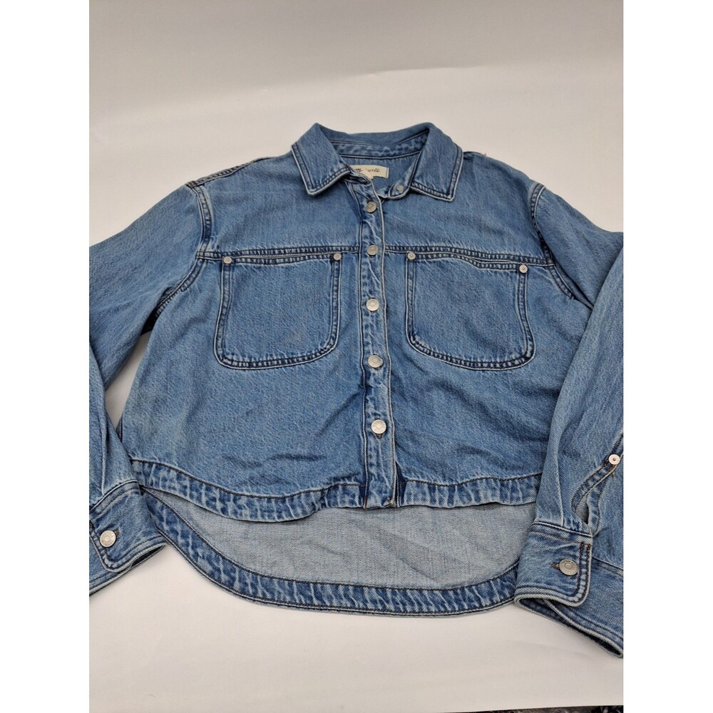 Madewell Denim Crop Shacket Boxy Shirt Jacket Light Wash M